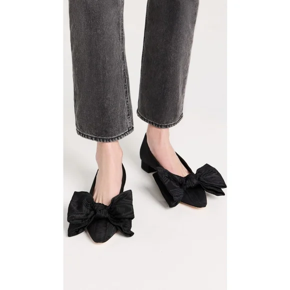 Loeffler Randall Noa Bow Flats Black Size 8 Balletcore Cottagecore Whimsigoth - Picture 16 of 16
